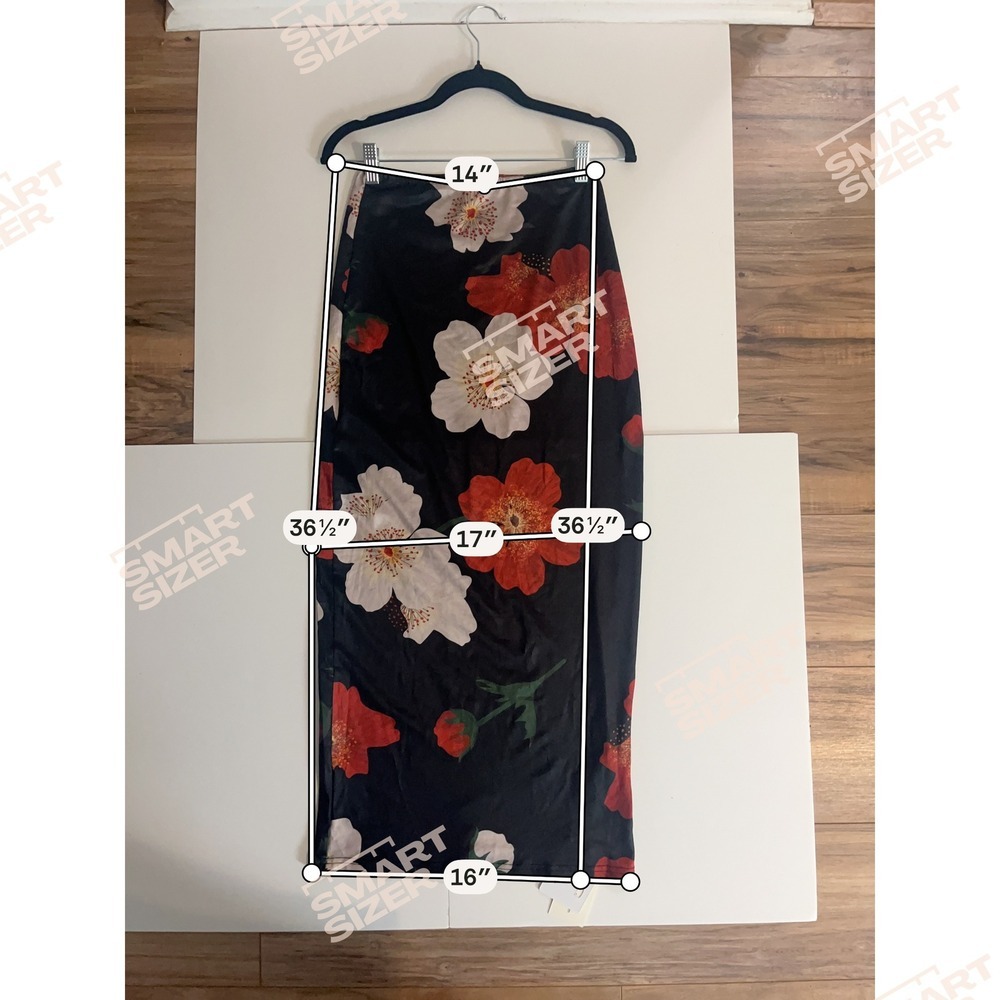 NWT Commense Black Red Floral Two Piece Maxi Skirt Crop Top Small - Picture 8 of 9